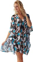 No Gossip Midi Mesh Tuniek Pareo Zwart Wit Mint Kettingpatroon met Oogje en Veters MULTICOLOR M