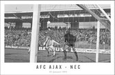 Walljar - Poster Ajax met lijst - Voetbal - Amsterdam - Eredivisie - Zwart wit - AFC Ajax - NEC '71 - 60 x 90 cm - Zwart wit poster met lijst