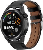 Leer Smartwatch bandje - Geschikt voor Strap-it Huawei Watch GT Runner leren band - strak-zwart - GT Runner - 22mm - Strap-it Horlogeband / Polsband / Armband