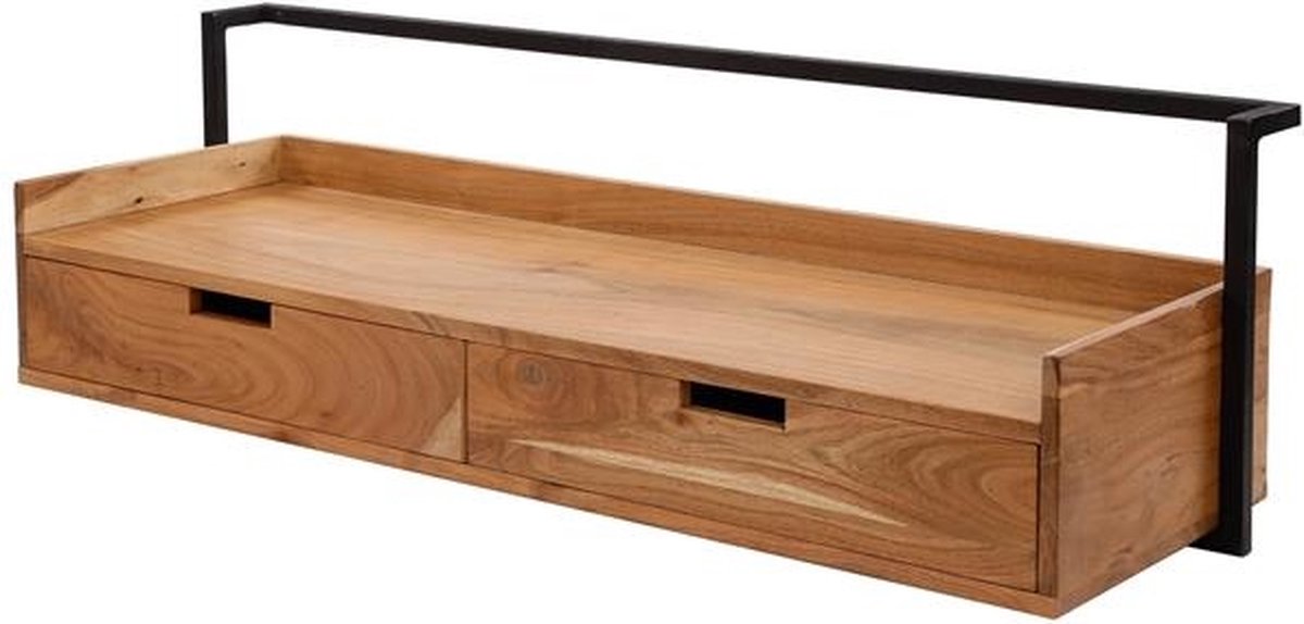 Dimehouse Zwevend Bureau Industrieel Naomi Acaciahout 2 lades 120x38x37 cm Bruin