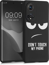 kwmobile telefoonhoesje compatibel met Honor 50 - Hoesje voor smartphone in wit / zwart - Backcover van TPU - Don't Touch My Phone design