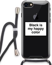Case Company® - iPhone 7 hoesje met Koord - Black is my happy color - Telefoonhoesje met Zwart Koord - Extra Bescherming aan alle Kanten en Over de Schermrand