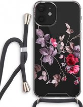 Case Company® - iPhone 12 mini hoesje met Koord - Mooie bloemen - Telefoonhoesje met Zwart Koord - Extra Bescherming aan alle Kanten en Over de Schermrand