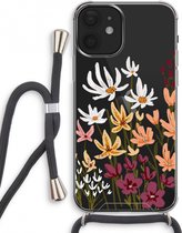 Case Company® - iPhone 12 mini hoesje met Koord - Painted wildflowers - Telefoonhoesje met Zwart Koord - Extra Bescherming aan alle Kanten en Over de Schermrand