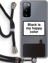 Case Company® - Samsung Galaxy S20 FE / S20 FE 5G hoesje met Koord - Black is my happy color - Telefoonhoesje met Zwart Koord - Bescherming aan alle Kanten en Over de Schermrand