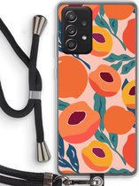 Case Company® - Samsung Galaxy A52s 5G hoesje met Koord - Perzik - Telefoonhoesje met Zwart Koord - Bescherming aan alle Kanten en Over de Schermrand