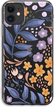 Case Company® - iPhone 11 hoesje - Flowers with blue leaves - Soft Cover Telefoonhoesje - Bescherming aan alle Kanten en Schermrand