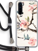 Case Company® - OnePlus Nord hoesje met Koord - Japanse bloemen - Telefoonhoesje met Zwart Koord - Bescherming aan alle Kanten en Over de Schermrand