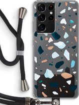 Case Company® - Samsung Galaxy S21 Ultra hoesje met Koord - Terrazzo N°13 - Telefoonhoesje met Zwart Koord - Bescherming aan alle Kanten en Over de Schermrand