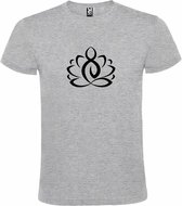 Grijs  T shirt met  print van "Lotusbloem met Boeddha " print Zwart size XXXL