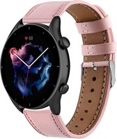 Leer Smartwatch bandje - Geschikt voor  Amazfit GTR 3 - Pro bandje leer - roze - GTR 3 & GTR 3 Pro - Strap-it Horlogeband / Polsband / Armband