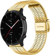 Stalen Smartwatch bandje - Geschikt voor Strap-it Amazfit GTR 2 roestvrij stalen band - goud - GTR 2 - 22mm - Strap-it Horlogeband / Polsband / Armband