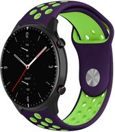 Siliconen Smartwatch bandje - Geschikt voor Strap-it Amazfit GTR 2 sport band - paars/groen - GTR 2 - 22mm - Strap-it Horlogeband / Polsband / Armband