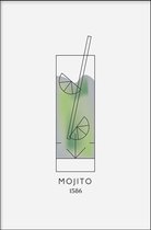 Walljar - Mojito Cocktail - Muurdecoratie - Poster met lijst