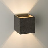 DMQ Wandlamp Industrieel Beton Macon - Vierkant - Donkergrijs Sandstone Black