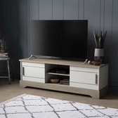 Tv-meubel - 2 schuifdeuren - structuur wit melamine en kronberg eiken - B 150 x D 45 x H 50 cm - Cottage