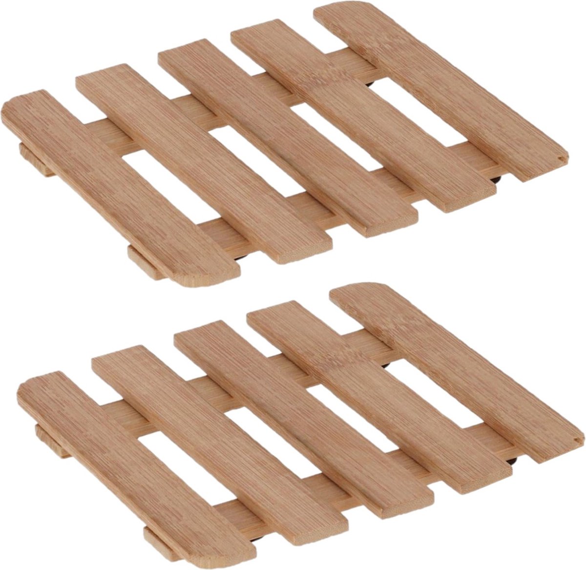 Set van 4x stuks pannenonderzetter van hout vierkant 15 x 15 cm