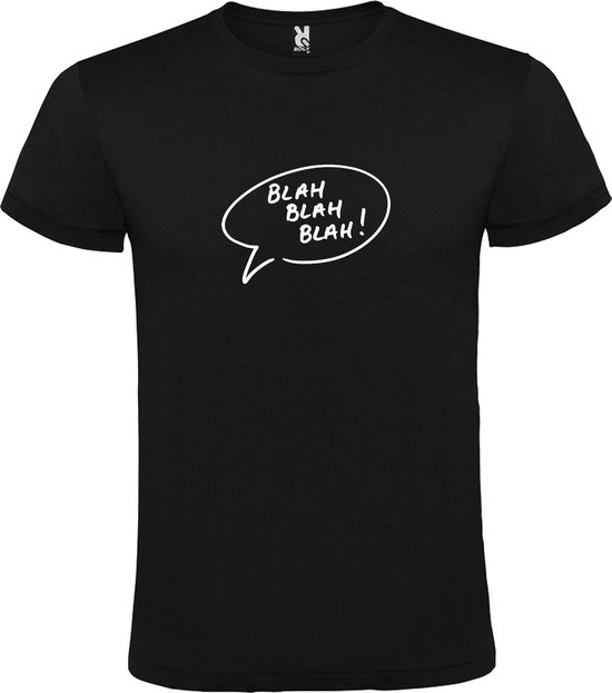 Zwart T-shirt ‘Blah Blah Blah!’ Wit Maat L
