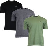 T-shirt Donnay (599008) - Lot de 3 - Chemise sport - Homme - Taille 3XL - Zwart/ Anthracite / Vert armée (416)