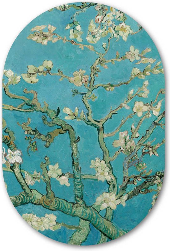 Wandovaal Amandelbloesem - WallCatcher | Acrylglas 80x120 cm | Ovalen schilderij | Muurovaal Meesterwerk van Vincent van Gogh