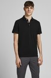 Heren zwart Jack & Jones poloshirt met korte mouwen, knoopsluiting en logo op de borst.