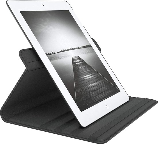 Etui iPad Rotatif Zwart - Housse pour Apple iPad 2,3,4 (2012 et 2013) - Eco- Cuir - Protection intégrale jusqu'à 2 mètres