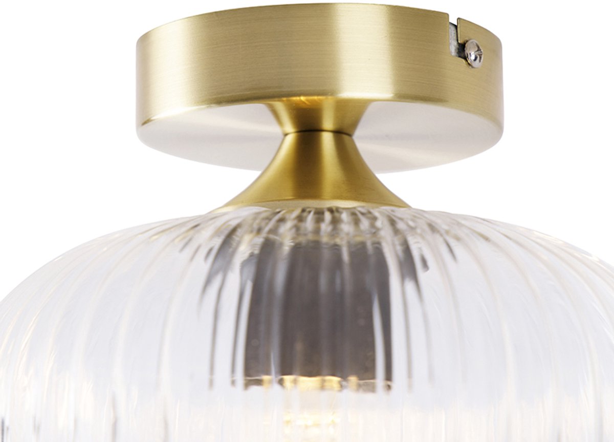 QAZQA karel - Art Deco Plafondlamp - 1 lichts - Ø 200 mm - Goud/messing - Woonkamer | Slaapkamer | Keuken thumbnail 4