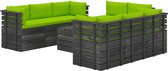 Medina 9-delige Loungeset met kussens pallet massief grenenhout