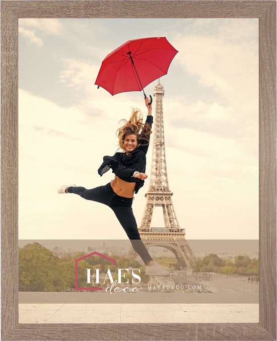 HAES DECO - Cadre photo bois Paris marron pour 1 photo format 40x50 - SP001405