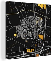 Canvas Schilderij Elst - Goud - Kaart - Plattegrond - Stadskaart - 90x90 cm - Wanddecoratie