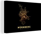 Canvas Schilderij Nürnberg - Plattegrond - Gold - Stadskaart - Kaart - 30x20 cm - Wanddecoratie