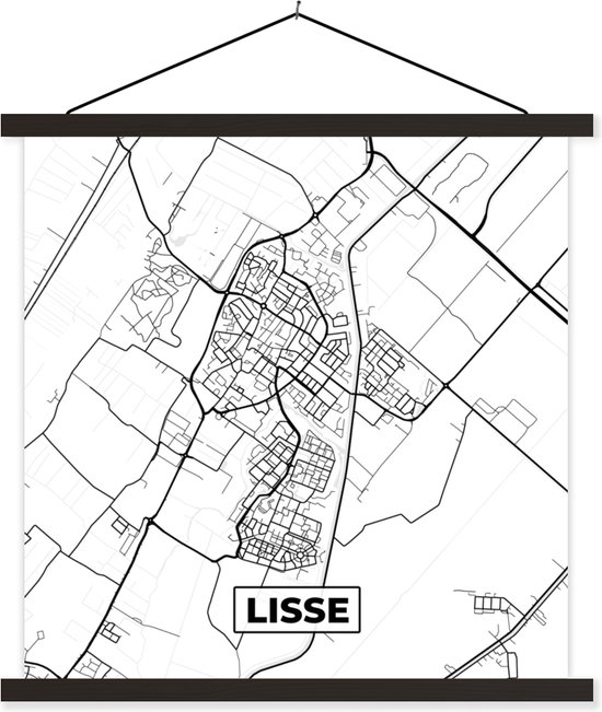 Porte-affiche avec affiche - Affiche scolaire - Lisse - Carte - Carte - Plan de la ville - 60x60 cm - Lattes noires