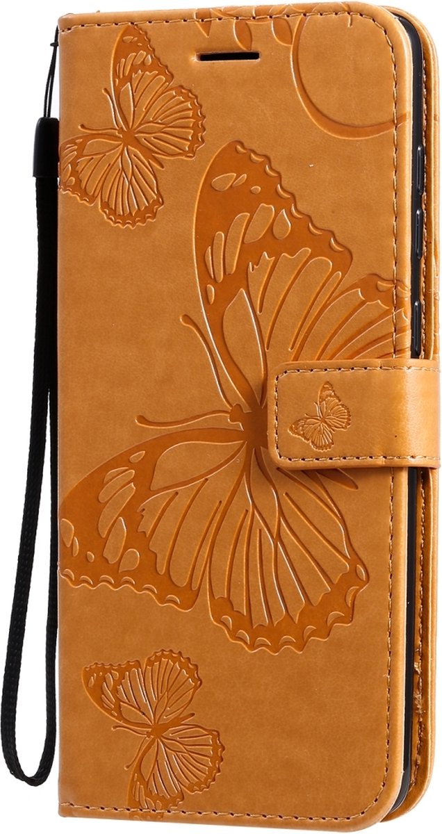 Mobigear Telefoonhoesje geschikt voor Samsung Galaxy A71 Hoesje | Mobigear Butterfly Bookcase Portemonnee | Pasjeshouder voor 2 Pasjes | Telefoonhoesje voor Pinpas / OV Kaart / Rijbewijs - Cognac