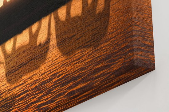 Artaza - Peinture sur toile - Famille d'éléphants dans la savane au coucher du soleil - 120x80 - Groot - Photo sur toile - Impression sur toile