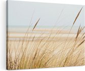 Artaza Canvas Schilderij Strand en Zee met Begroeiing - 120x80 - Groot - Foto Op Canvas - Wanddecoratie Woonkamer