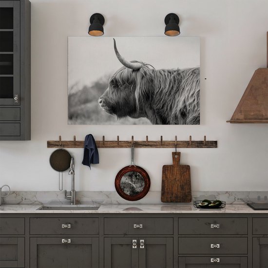 Artaza - Peinture sur toile - Highlander écossais en Zwart et Wit - 60x40 - Photo sur toile - Impression sur toile