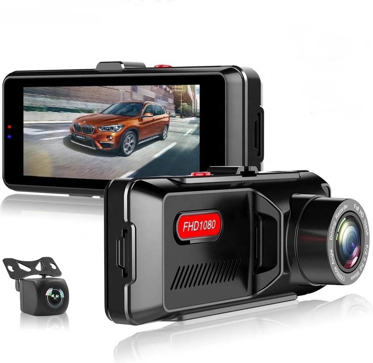 TechU™ Dashcam Dual Camera – M05 – 3.16 inch Full HD Scherm – Dashboardcamera – Nachtvisie – Loop Recording – Bewegingssensor – G-sensor – Parkeer Monitor – Incl. Achteruitrijcamera - voor auto