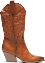 SmileFavorites® Dames Cowboylaarzen met Hak - Imitatieleer - Camel - Maat 39