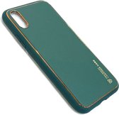 Apple IPhone X/XS Licht Groen Back Cover Luxe High Quality Leather Case | Achterkant Camera beschermend Telefoonhoesje