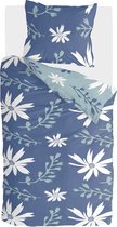 Walra Dekbedovertrek Favorite Flowers - 140x220 - 100% BCI Katoen - Blauw / Jade