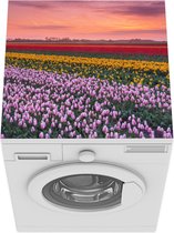 Wasmachine beschermer mat - Paarse tulpen in Nederland - Breedte 60 cm x hoogte 60 cm