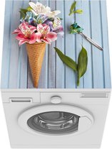 Wasmachine beschermer mat - IJshoorn - Lelie - Bloemen - Breedte 60 cm x hoogte 60 cm