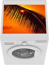 Wasmachine beschermer mat - Vurige zonsondergang en een palmboom - Breedte 55 cm x hoogte 45 cm