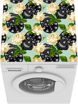 Wasmachine beschermer mat - Tiener - Schedel - Bloemen - Patronen - Breedte 60 cm x hoogte 60 cm