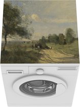 Wasmachine beschermer - Wasmachine mat - The Wagon (Souvenir of Saintry) - Schilderij van Jean-Baptiste Camille Corot - 60x60 cm - Droger beschermer