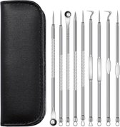 Professionele 9 Delige Mee-eters & Acne Verwijderen Set - Blackhead Killer - Remover Comedonenlepel - Puisten verwijderaar - Comedonendrukker - Mee-eter Lepel in etui