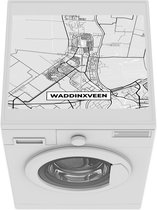 Wasmachine beschermer mat - Stadskaart - Waddinxveen - Grijs - Wit - Breedte 55 cm x hoogte 45 cm - Plattegrond