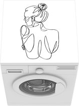 Wasmachine beschermer mat - Abstracte line art van een vrouw van achteren vierkant - Breedte 60 cm x hoogte 60 cm