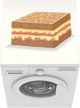 Wasmachine beschermer mat - een dubbele tosti met ham en kaas - Breedte 60 cm x hoogte 60 cm