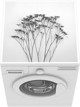 Wasmachine beschermer mat - De statice plant op een paarse achtergrond - zwart wit - Breedte 60 cm x hoogte 60 cm